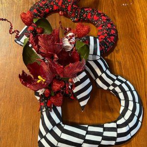 VALENTINE DOULBE HEARTS with HANDCRAFTED BURGUNDY TULIPS